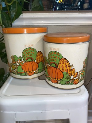 Vintage Ballonoff Merry Mushroom Metal Canisters Tins Kitchen MCM Cottageware | eBay US