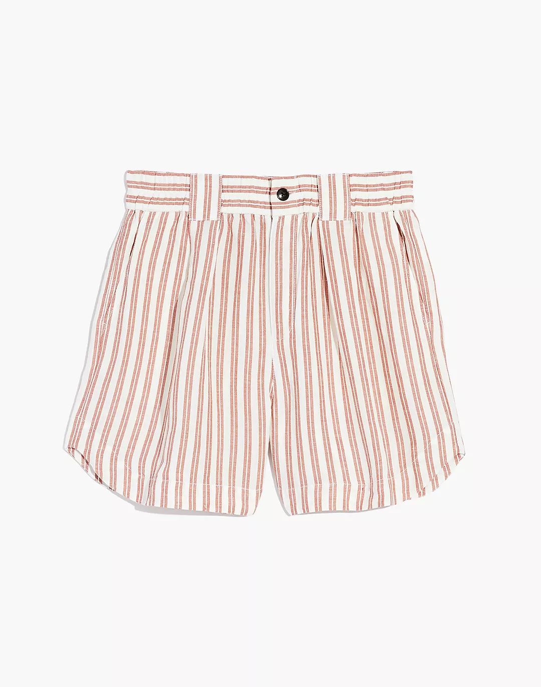 Linen-Blend Curved-Hem Shorts in Stripe | Madewell