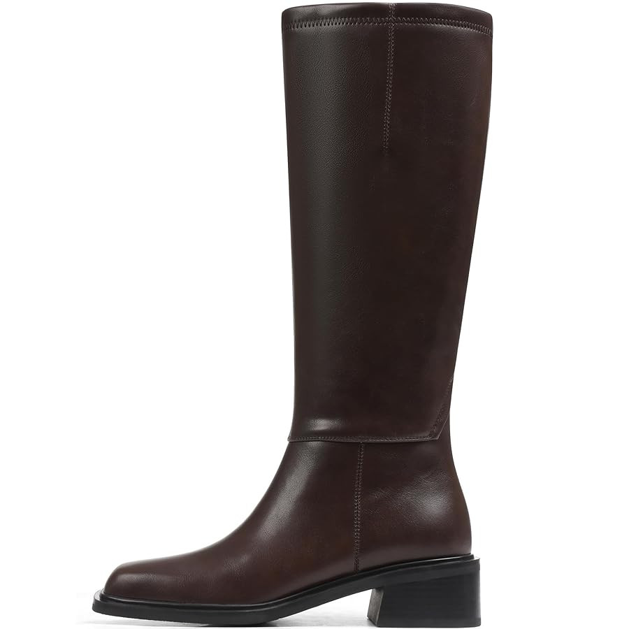 Lovee Cosee Knee High Boots for Women 2025 Low Heel Square Toe Flat Boots with Side Full Zipper C... | Amazon (US)