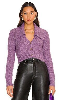 PISTOLA Lenore Collared Crop Cardigan in Orchid from Revolve.com | Revolve Clothing (Global)