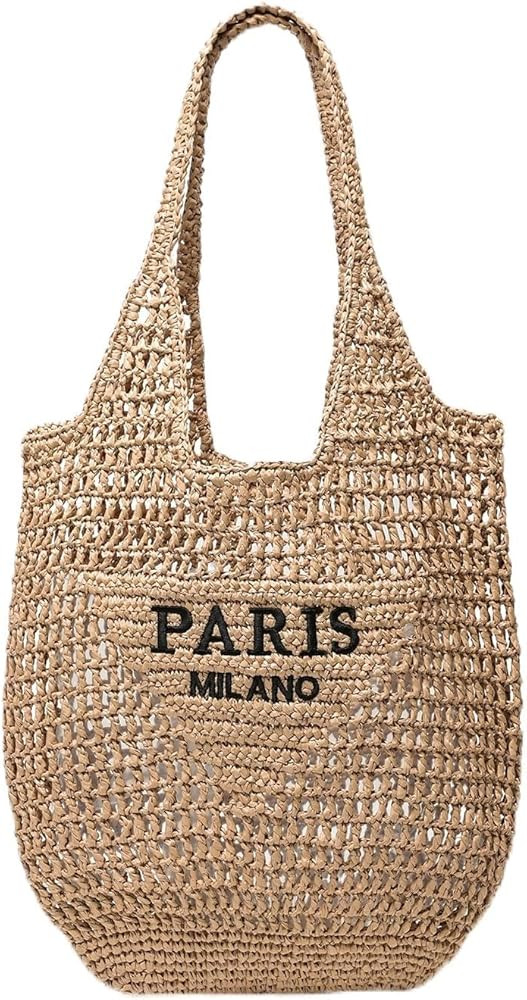 Straw Beach Bags for Women, Large Woven Tote Bag, Summer Shoulder Bag, Hobo Handbag for Vacation,... | Amazon (US)
