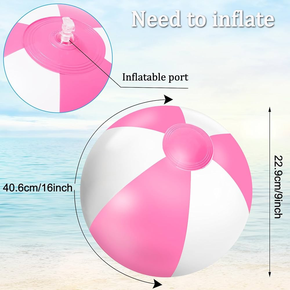 Whaline 3Pcs Inflatable Beach Ball 16'' Round Pool PVC Balls Cute Game Toys for Summer Hawaiian T... | Amazon (US)