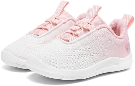 MORENDL Toddler Slip On Sneakers Baby Walking Shoes Non-Slip Breathable Unisex Pink Mesh Lace-Up ... | Amazon (US)