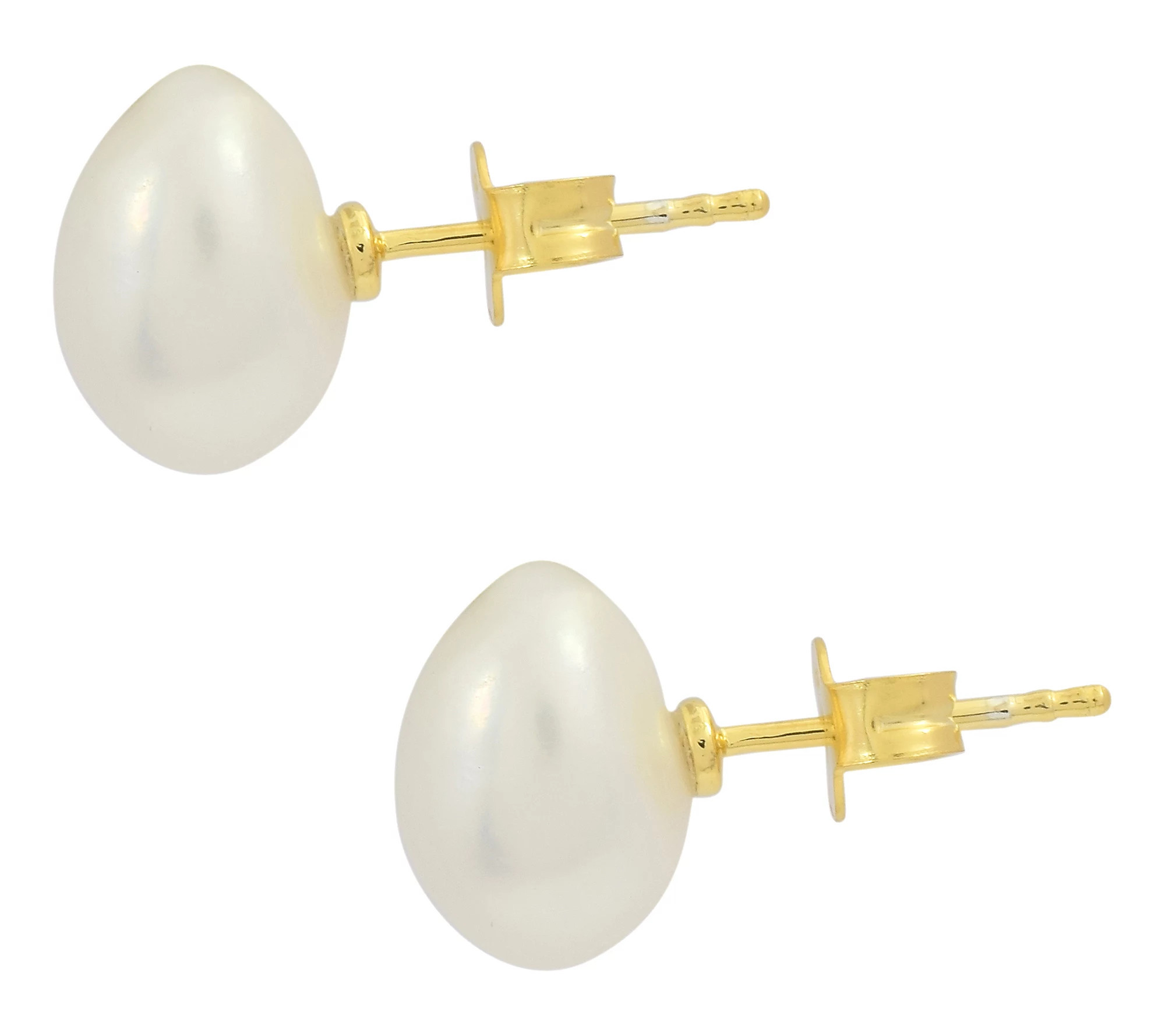 Affinity Cultured Pearl Stud Earrings, 14K Gold Plated | QVC