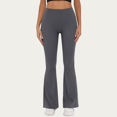Anna-Kaci Active Women's High Waist Flare Leg Yoga Pants with Stretch Fit and Contoured Waistband - X Large, Gray | Target