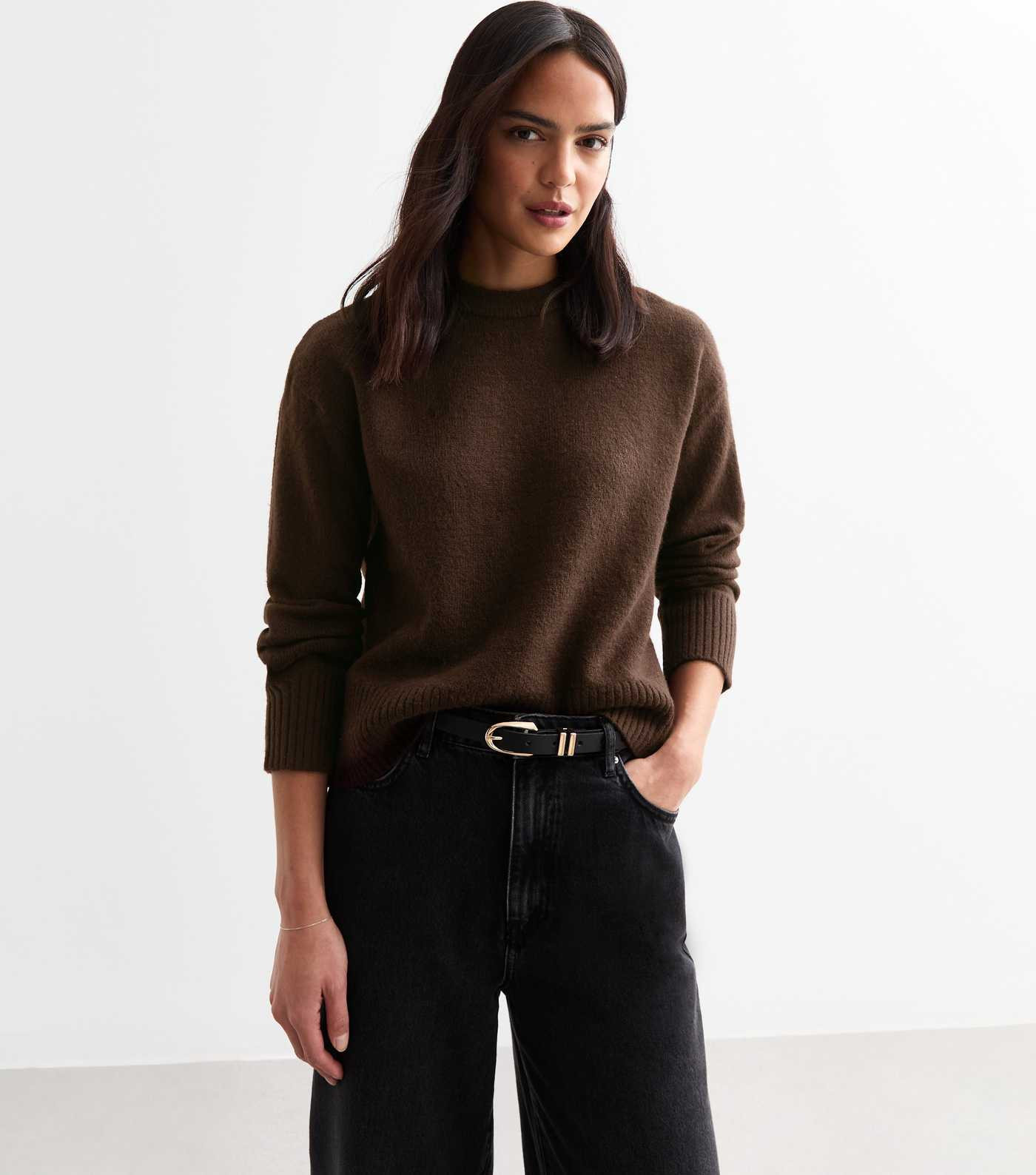 Brown Soft Knit Crew Neck Jumper  | New Look | New Look (UK)