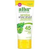 Alba Botanica Sensitive Sheer Shield Suncreen SPF 45, Fragrance Free, 3 Ounce (Packaging May Vary) | Amazon (US)