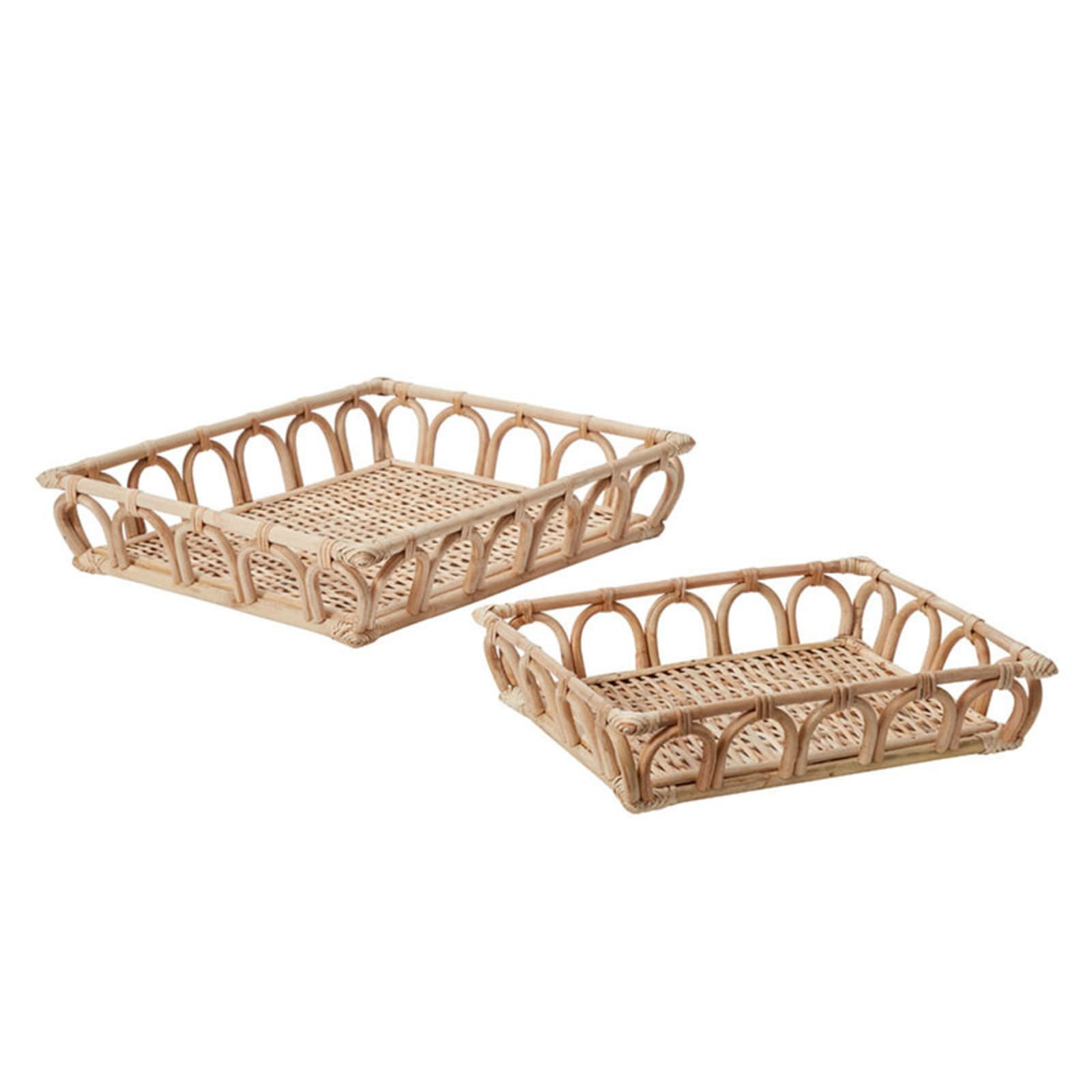Rattan Rectangular Trays, Set of 2 - Brown | The Company Store