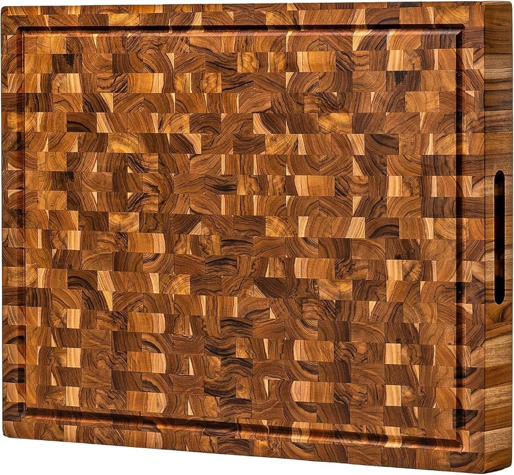 XXL End Grain Butcher Block Cutting Board [1.5" Thick]. Made of Teak Wood and Conditioned with Be... | Amazon (US)