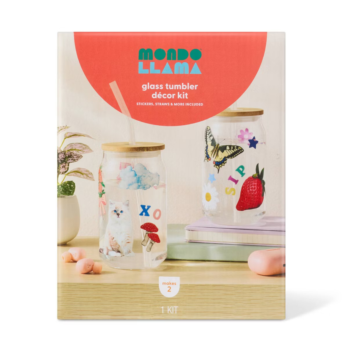 2ct Glass Tumblers with Stickers Craft Kit Gift - Mondo Llama™ | Target