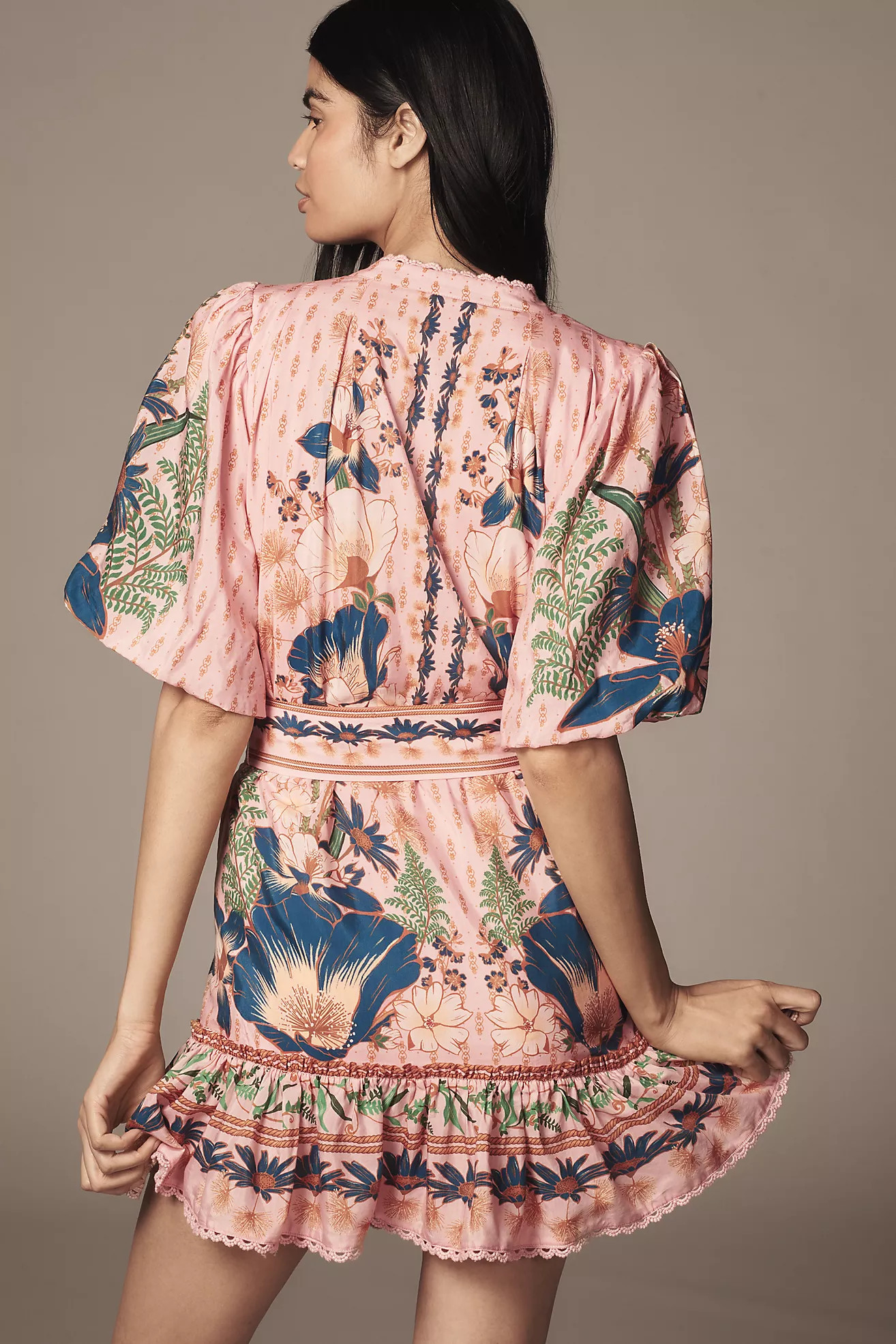 Farm Rio Dream Garden Puff-Sleeve Mini Dress | Anthropologie (US)