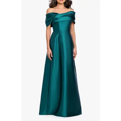 Betsy & Adam Arcadia Satin Ballgown in Mallard at Nordstrom, Size 14 | Nordstrom