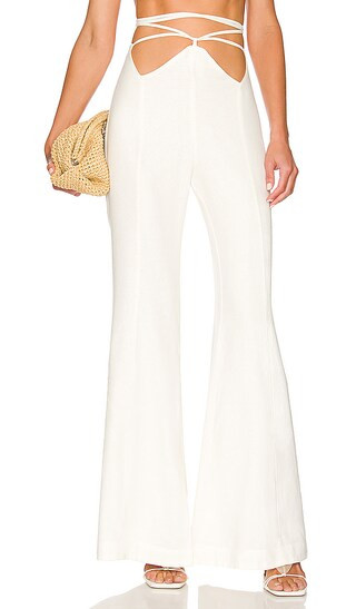 Linen TIe Waist Pants in White | Revolve Clothing (Global)