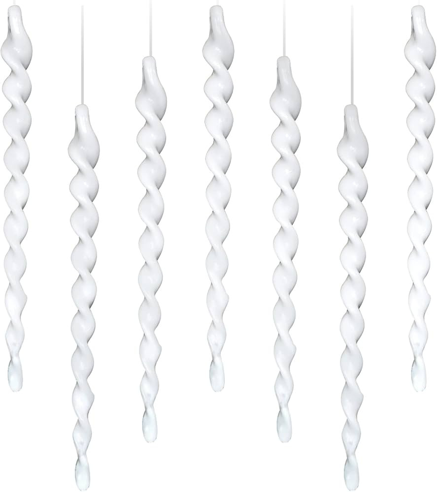 COMONS 30PCS Christmas Ivory White Icicle Ornaments,Threaded Ice Strips Decorative Christmas Tree... | Amazon (US)