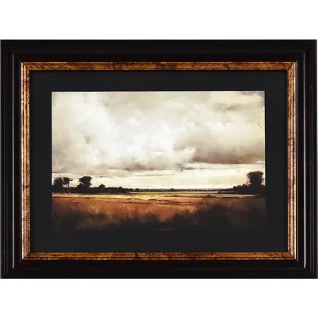11x8 Country Landscape Wd Textured Paper Print with Black Mat, Glass and Black Frame with Copper-Gold Accent, Rustic Farmhouse Decor | Walmart (US)