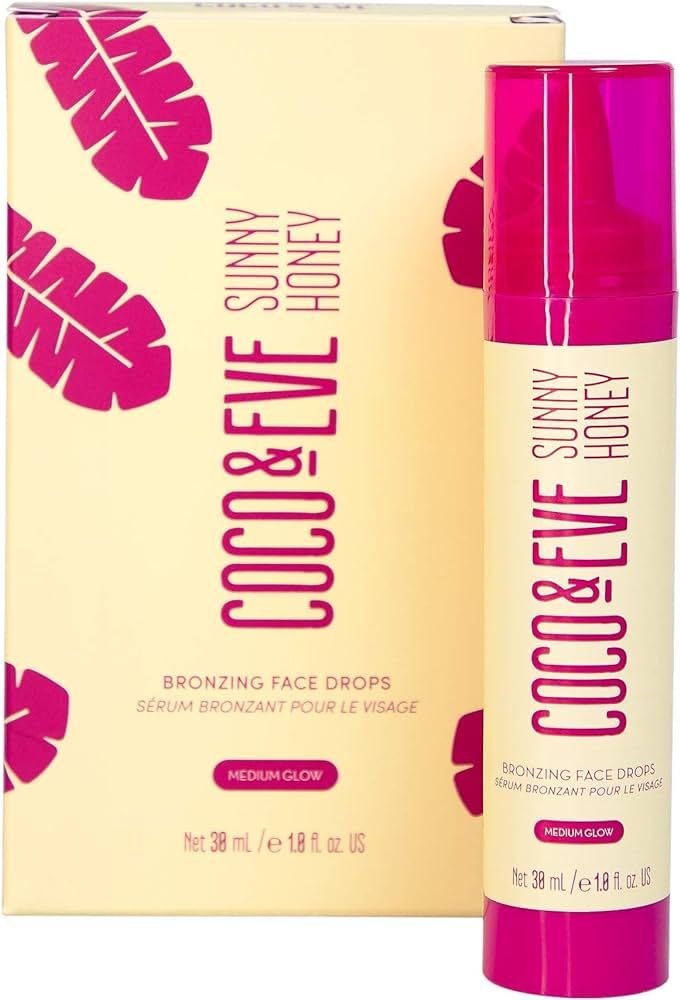 Coco & Eve Sunny Honey Bronzing Face Drops (Medium Glow), Natural Self Tanning Face Drops. Hydrat... | Amazon (US)