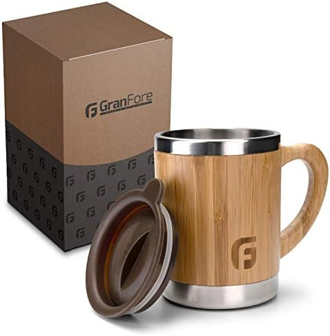 GranFore Insulated Stainless Steel Mug with Lid 300 ml Bamboo Coffee Mug Thermo Rust-Free Eco Cof... | Amazon (DE)