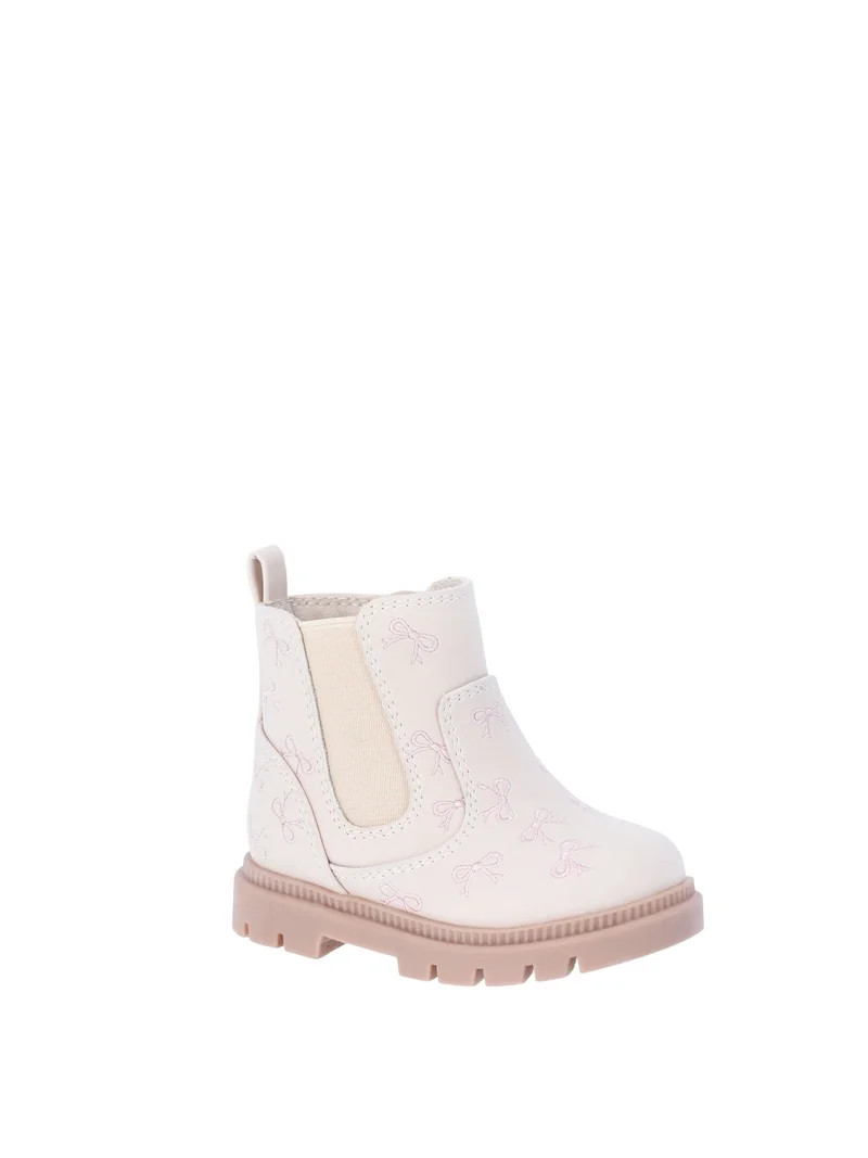 Wonder Nation Baby Girls' Embroidered Bows Chelsea Boots | Walmart (US)
