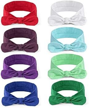 habibee 8 pcs Headbands for Women Comfortable Elastic Wide Headbands  Solid Color Soft Cotton Hai... | Amazon (US)