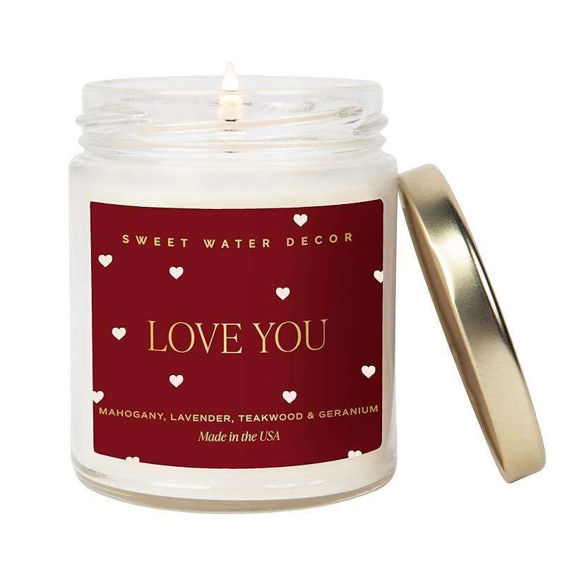 Sweet Water Decor Love You Candle - Mahogany, Lavender, Wood, and Geramium Scented Candle - 9oz C... | Amazon (US)