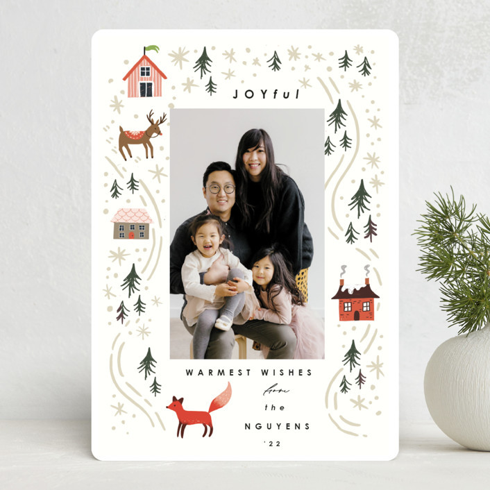 "Vintage North" - Customizable Holiday Photo Cards in Green by Hannah Williams. | Minted