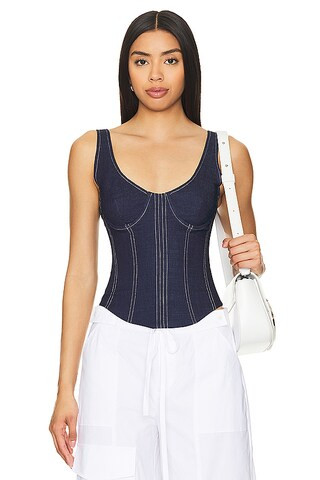 superdown Aida Bustier in Dark Wash from Revolve.com | Revolve Clothing (Global)