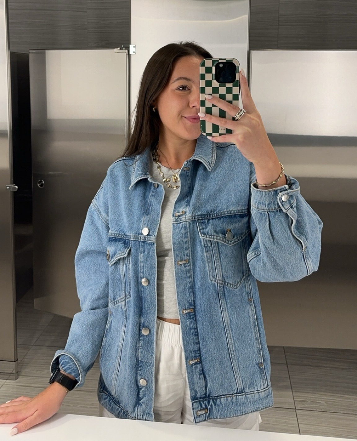 Obsessed with this new oversized denim jacket from Anthropologie & under $100! I sized up to a Medium so I can wear it over sweaters this fall. Perfect transition to fall item !!! 🍃🍄🐓

#LTKFindsUnder100 #LTKBacktoSchool #LTKStyleTip