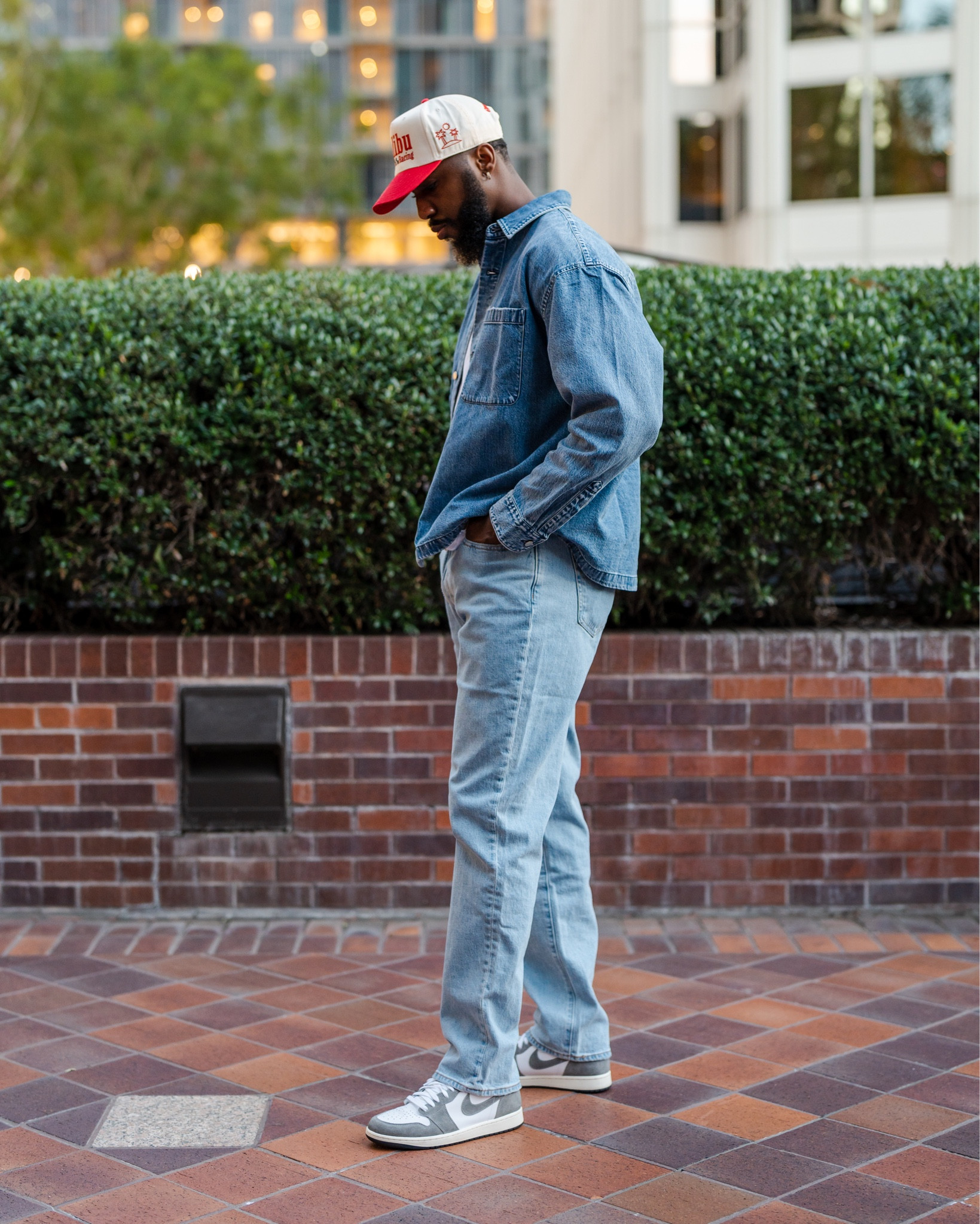 Mature casual cropped denim shirt, loose jeans, and pair of J’s. Links to all items down below ⬇️!

#LTKmens