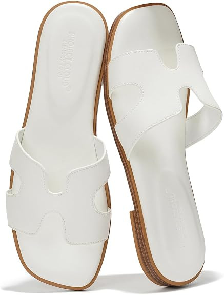 Project Cloud 100% Genuine Leather Sandals for Women 2026 - Fashion Flat Womens Sandals with Memo... | Amazon (US)
