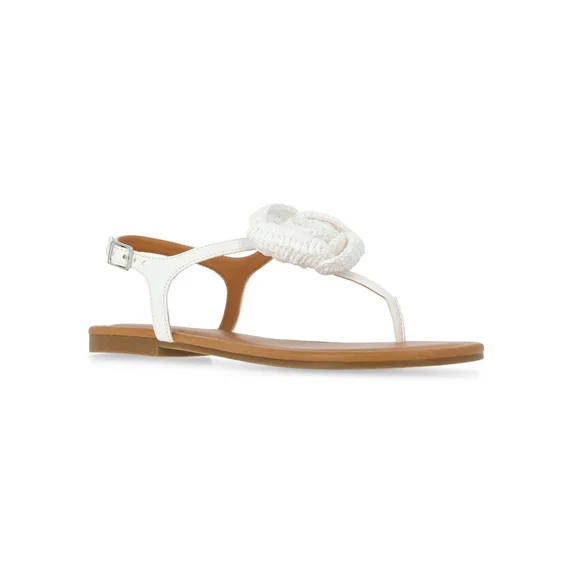 Time and Tru Women's Crochet Flower Thong Sandals | Walmart (US)