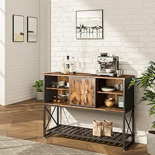 Bestier Industrial Bar Cabinet Coffee Bar Buffet Cabinet with Storage Wood Coffee Bar Cabinet wit... | Amazon (US)