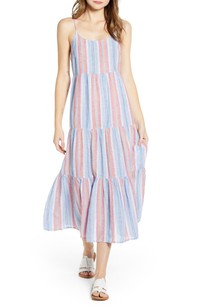 Click for more info about Lana Stripe Linen & Cotton Tiered Midi Sundress
