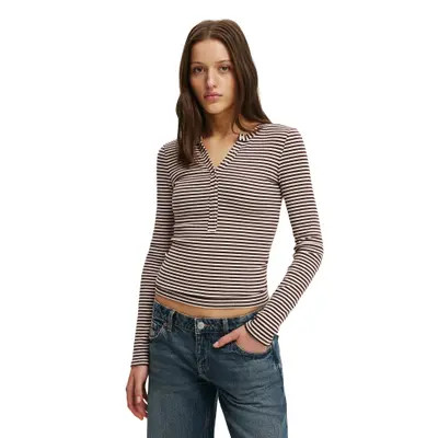 Cotton On Women's Blake Henley Long Sleeve in Dark Oak at Nordstrom, Size Large | Nordstrom