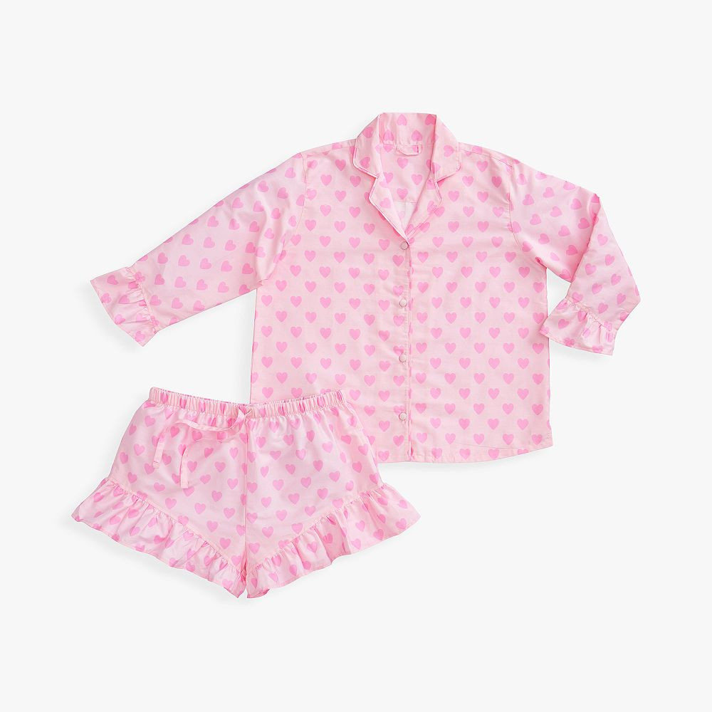 Stoney Clover Lane Pop Heart Sateen Short Pajama Set | Pottery Barn Teen