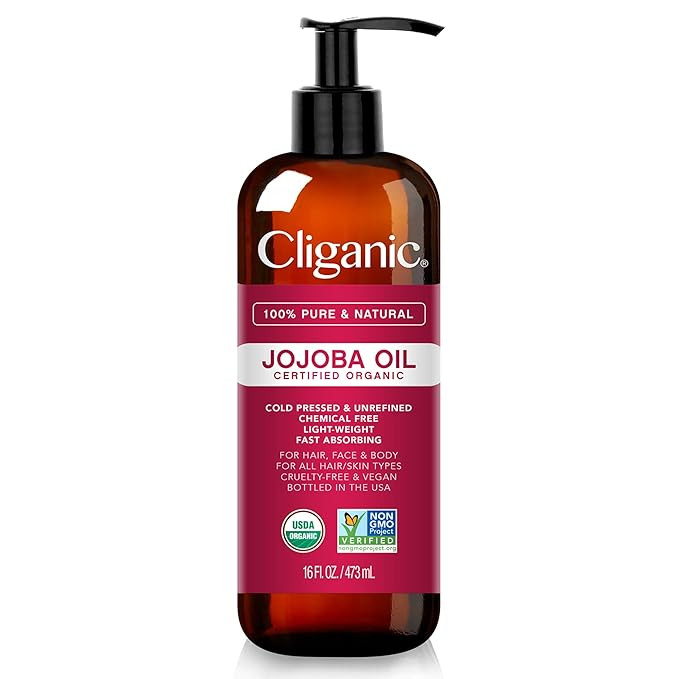 Cliganic USDA Organic Jojoba Oil 16oz with Pump, 100% Pure | Bulk, Moisturizing Oil for Face, Hai... | Amazon (US)