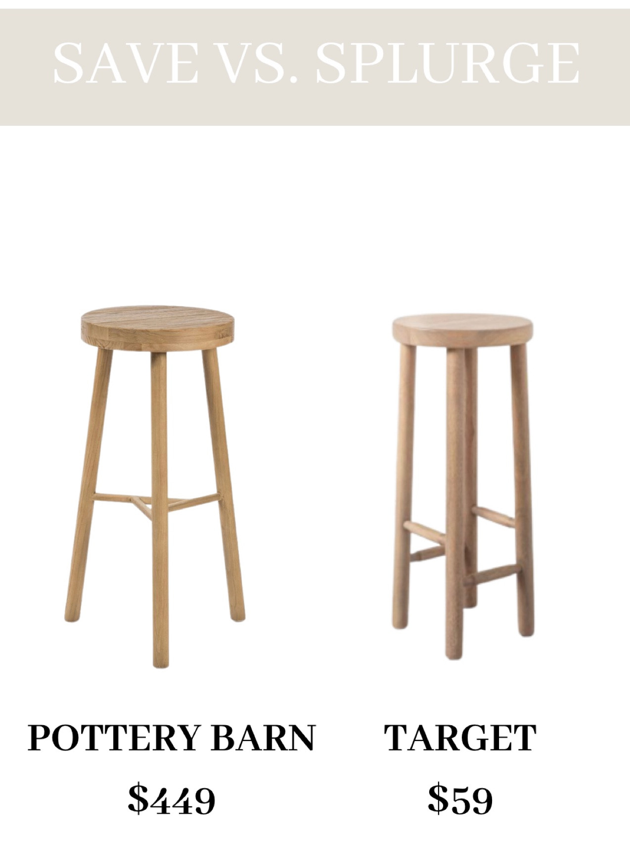 Save vs. Splurge!✨

#targethome #targetfurniture #targethomefinds #targettable #targetstool #sidetable #saveorsplurge #dailydeails #bestseller #potterybarn #potterybarnhome #homedecor #decor #nurseryfurniture #homeideas #livingroomfurniture #bedroomfurniture #affordablefinds #woodtable 

#LTKSale #LTKfindsunder100 #LTKhome