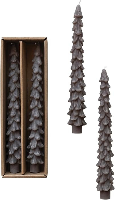 Creative Co-Op Unscented Tree Shaped Taper Candles, Pewter, Set of 2 | Amazon (US)