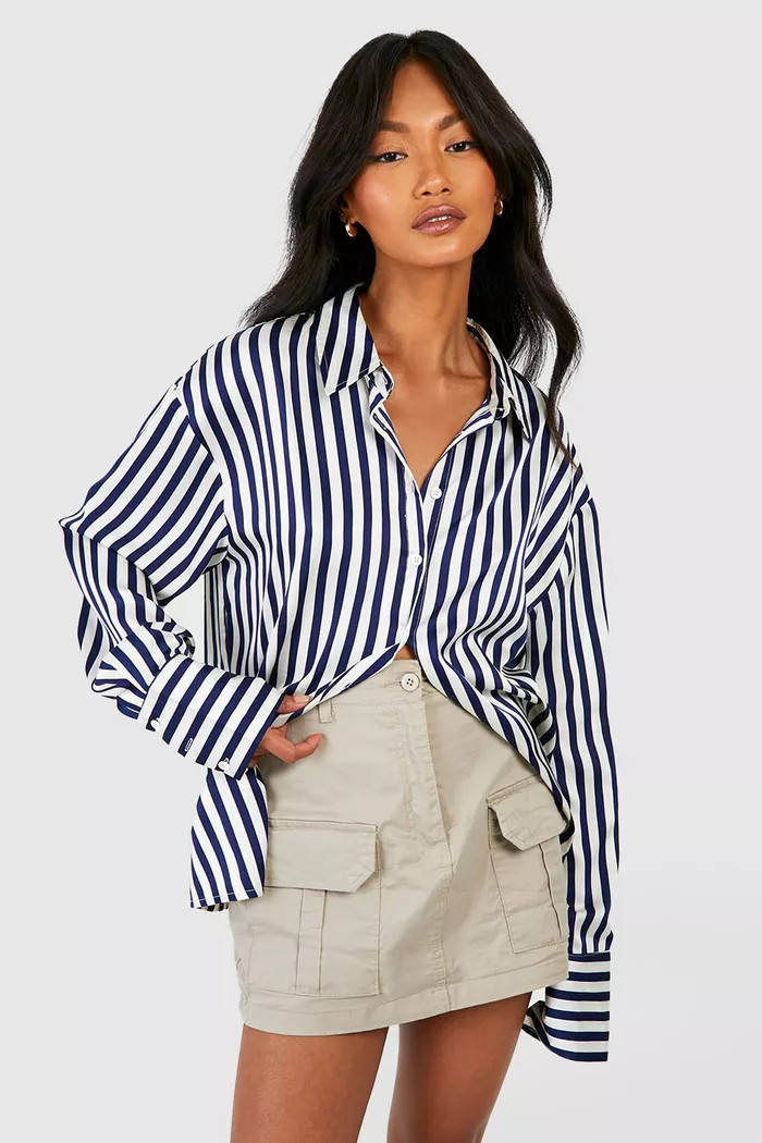 Stripe Satin Shirt | Boohoo.com (UK & IE)