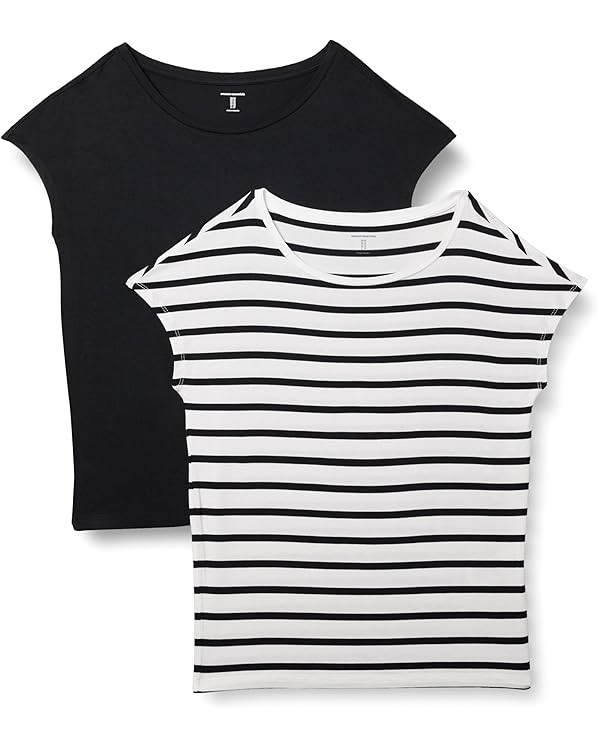 Amazon Essentials Women's Jersey Regular-Fit Short-Sleeve Boat-Neck T-Shirt, Pack of 2 | Amazon (US)