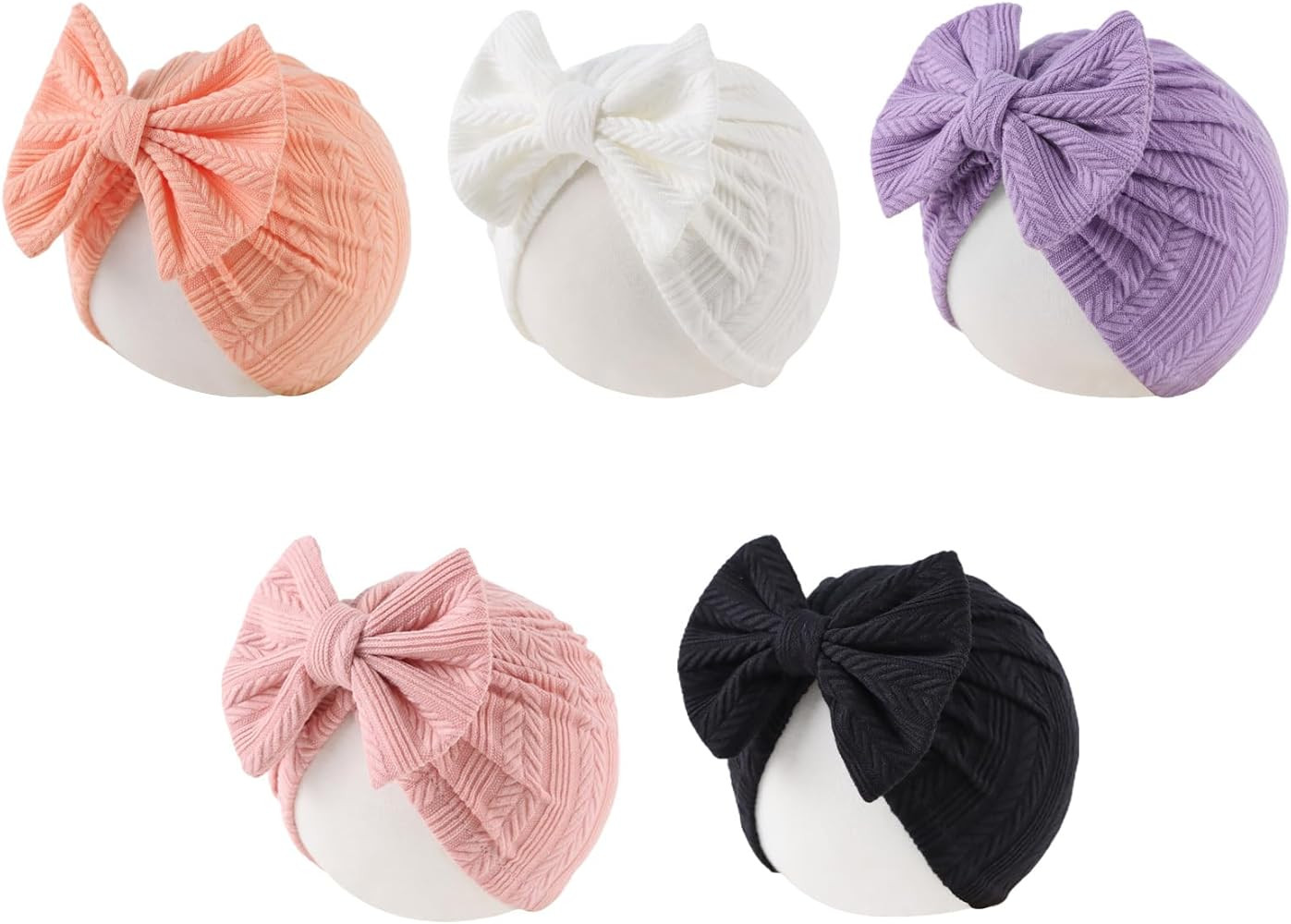 Baby Girl Turban Newborn Beanies Hat 5 Pieces Cotton Infant Girls Headwraps Toddler Kids Hats 0-3... | Amazon (US)