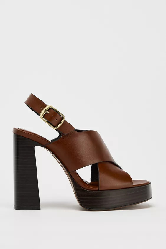 LEATHER HEELED SANDALS | Zara US