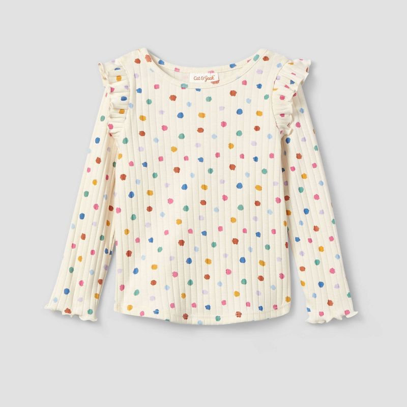 Toddler Girls' Dot Ribbed Long Sleeve Top - Cat & Jack™ | Target