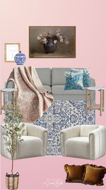 Comfortable mix of midcentury modern and chinoiserie style living room. 

#LTKunder100 

#LTKstyletip #LTKhome