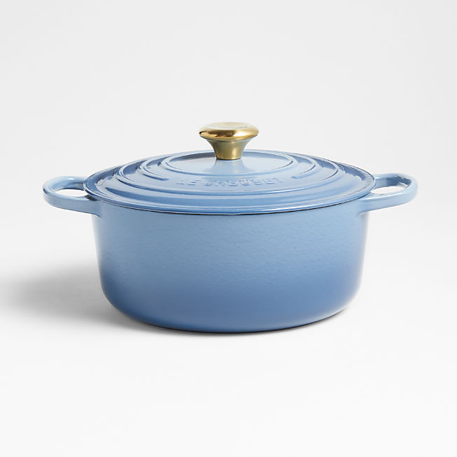 Le Creuset Signature Round 5.5-Qt. Chambray Dutch Oven with Lid + Reviews | Crate & Barrel | Crate & Barrel