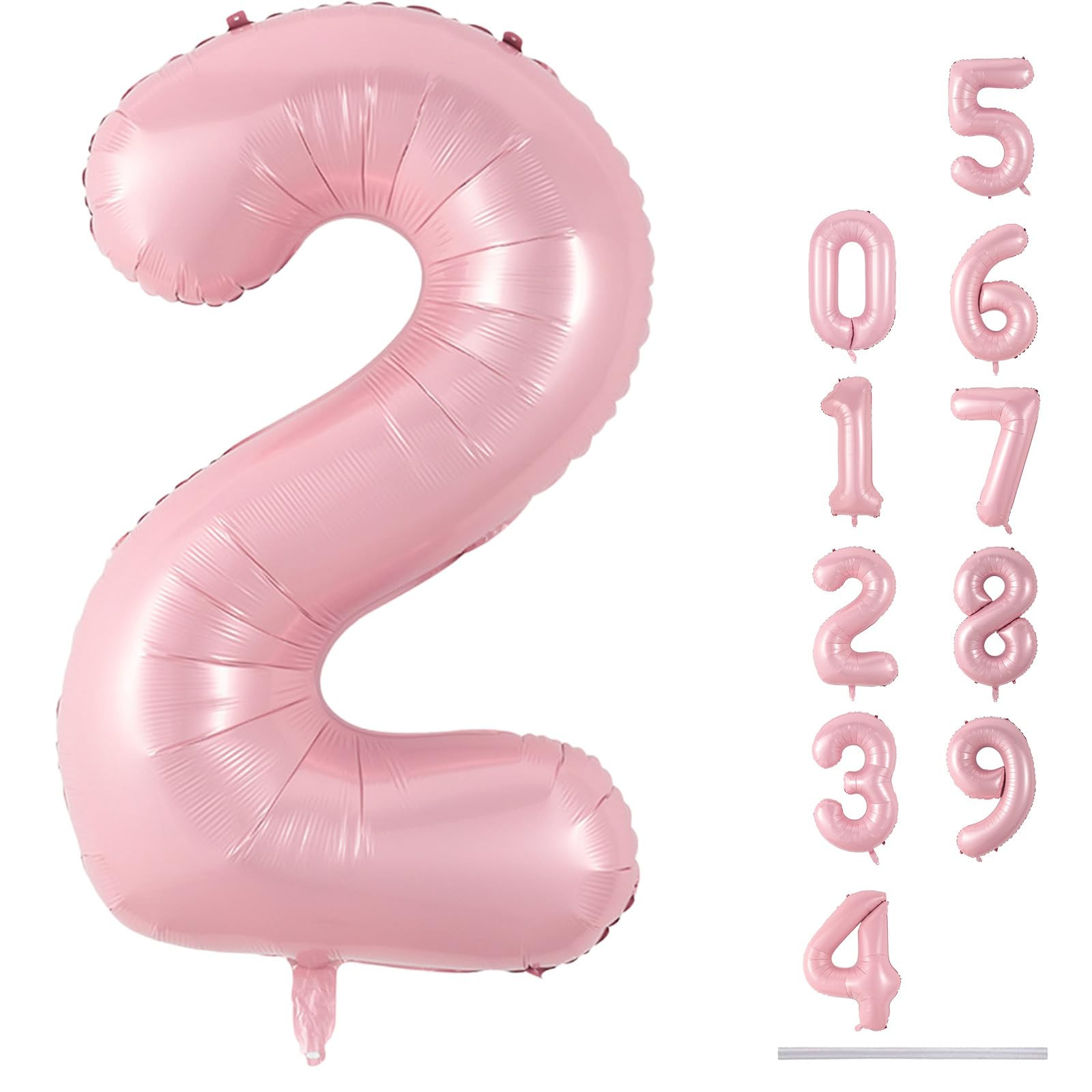40 Inch Balloon Number 2 Pastel Pink, Large Foil Light Pink Number Balloons Set 0-9 for Girls Wom... | Amazon (US)