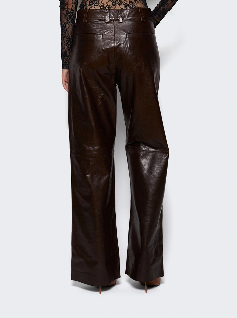 Straight Leg Leather Pants Dark Brown | The Webster
