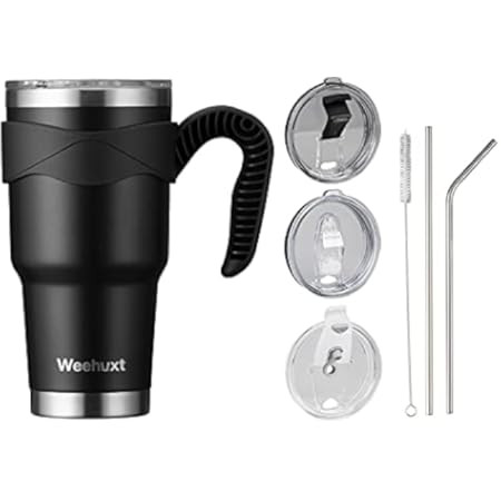 Crystal Cup Co. Insulated Tumbler w/ Lid and Straw, Insulated Cup Travel Mug, Stainless Steel Tumble | Amazon (US)