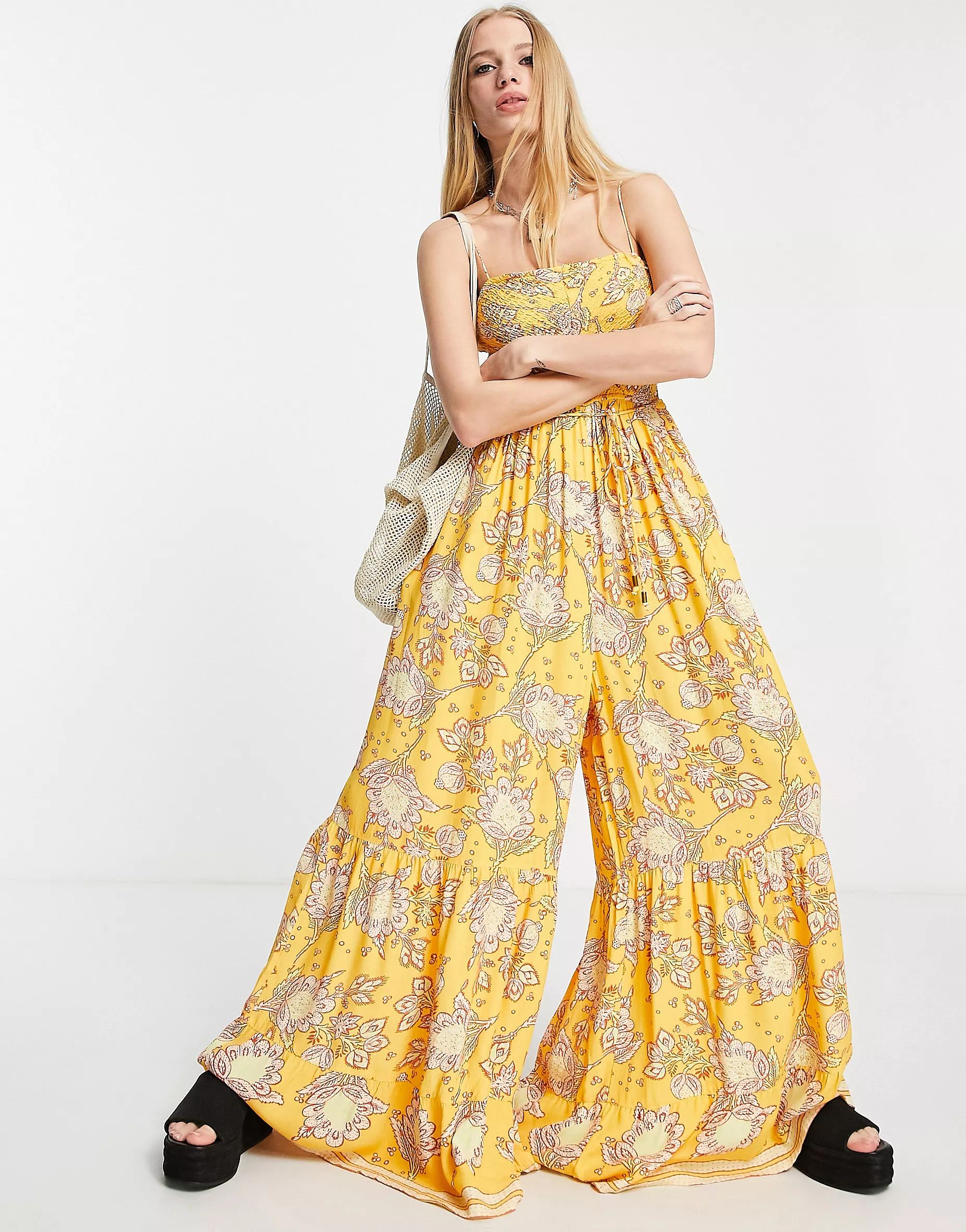 Free People little of your love paisley print jumpsuit in marigold yellowwindow.asos.performance.... | ASOS (Global)