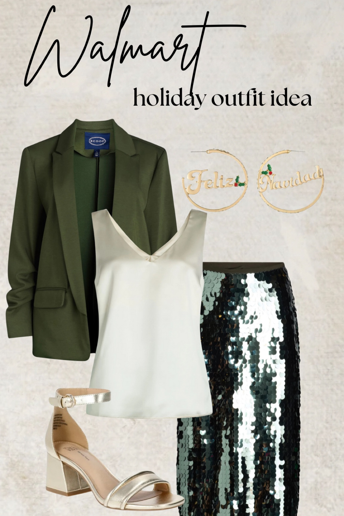 Walmart blazer paired with a sequin skirt and gold accents 

#LTKStyleTip #LTKHoliday