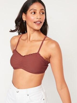 Printed Ruffle-Trimmed Ruched Bikini Swim Top for Women | Old Navy (US)